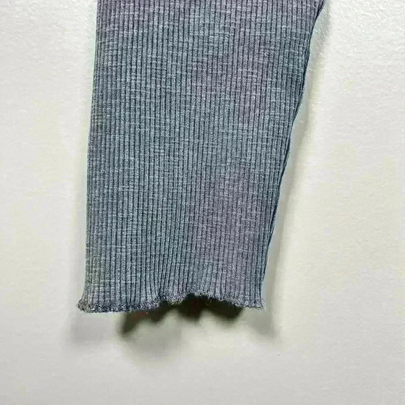 ZARA Vintage Black Wash Ribbed Long Sleeve Crop Top Boxy Basic Women Small - Picture 2 of 8